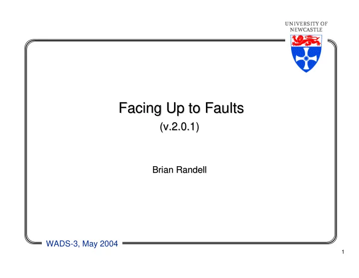 facing up to faults facing up to faults facing up to