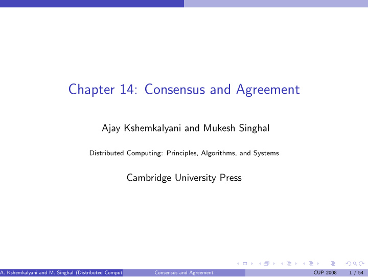 chapter 14 consensus and agreement
