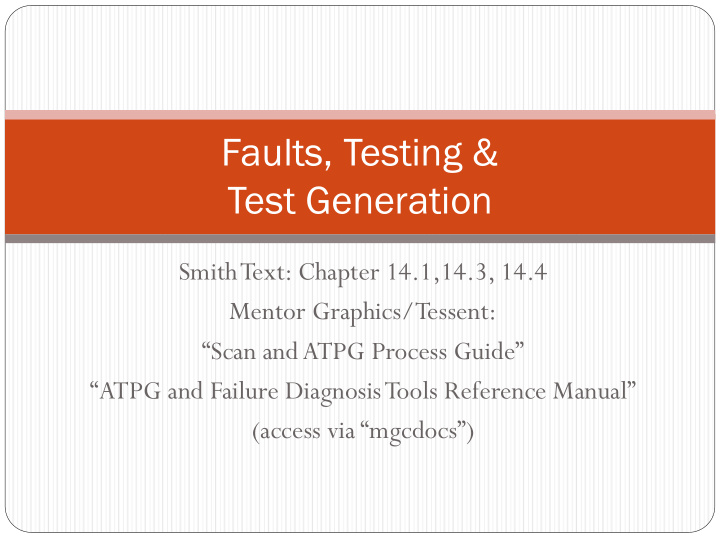 faults testing test generation