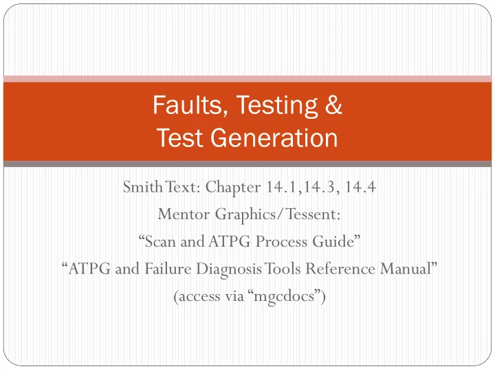 faults testing test generation
