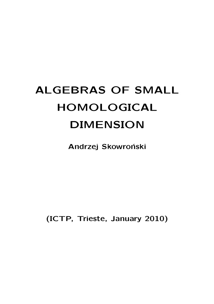 algebras of small homological dimension