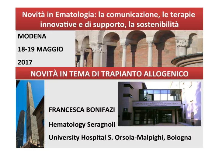 novit in ematologia la comunicazione le terapie innova6ve