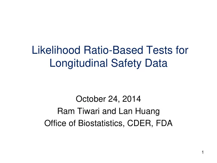 likelihood ratio based tests for