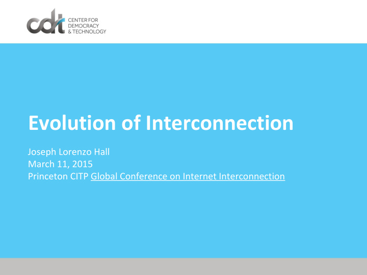 evolution of interconnection