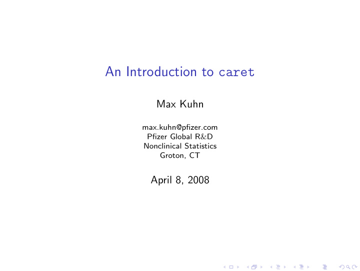 an introduction to caret