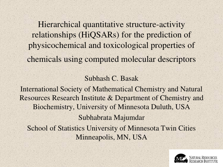 physicochemical and toxicological properties of