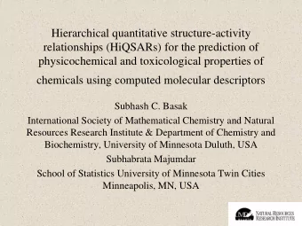 physicochemical and toxicological properties of  chemicals using computed molecular descriptors