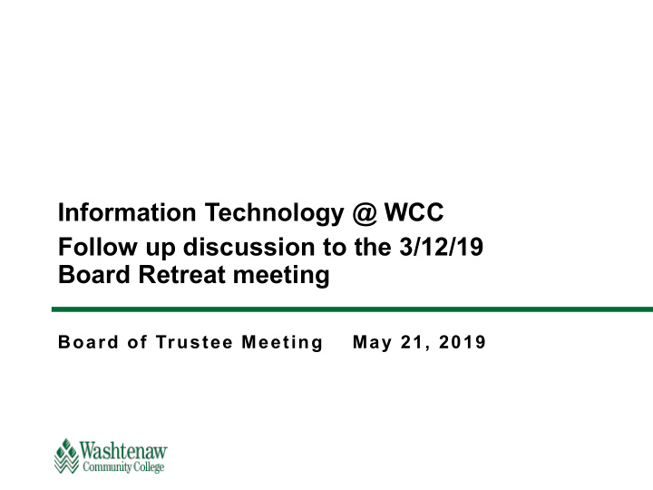 information technology wcc follow up discussion to the 3