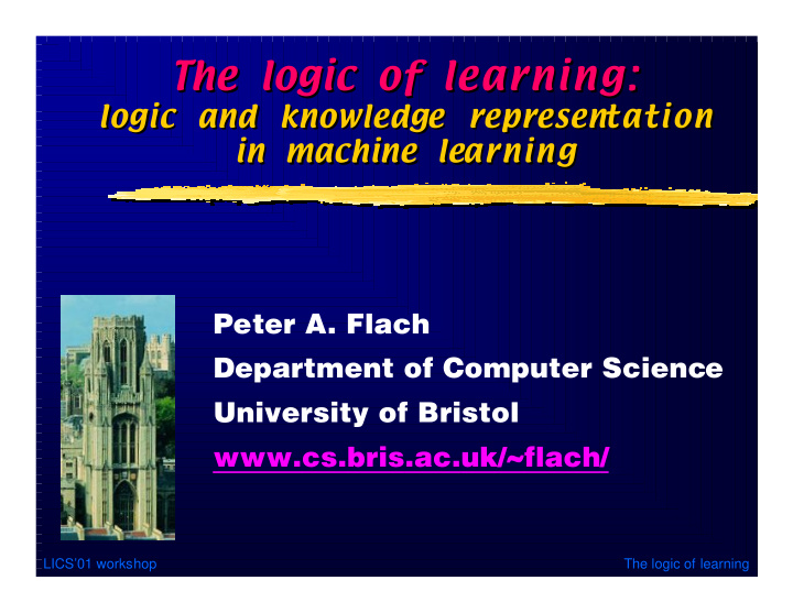 the logic of learning the logic of learning