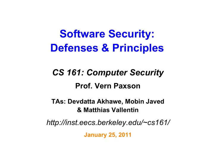 software security defenses principles