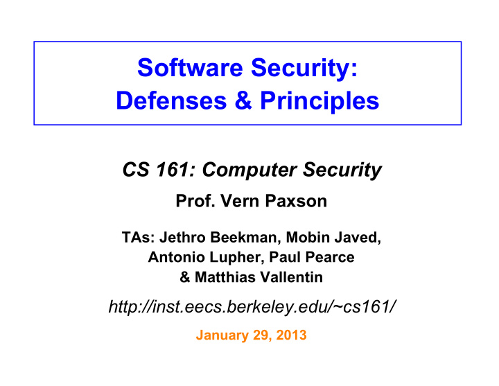 software security defenses principles