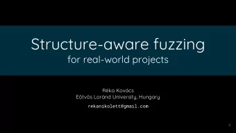 Structure-aware fuzzing  for real-world projects  Rka Kovcs  Etvs Lornd University,