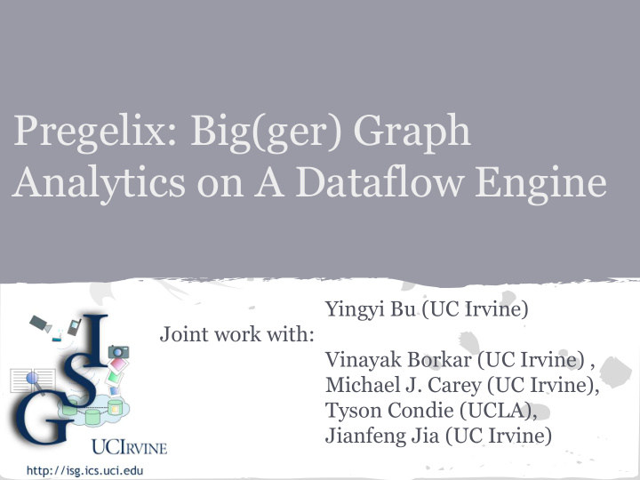 pregelix big ger graph analytics on a dataflow engine