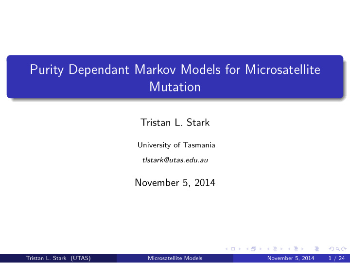 purity dependant markov models for microsatellite mutation