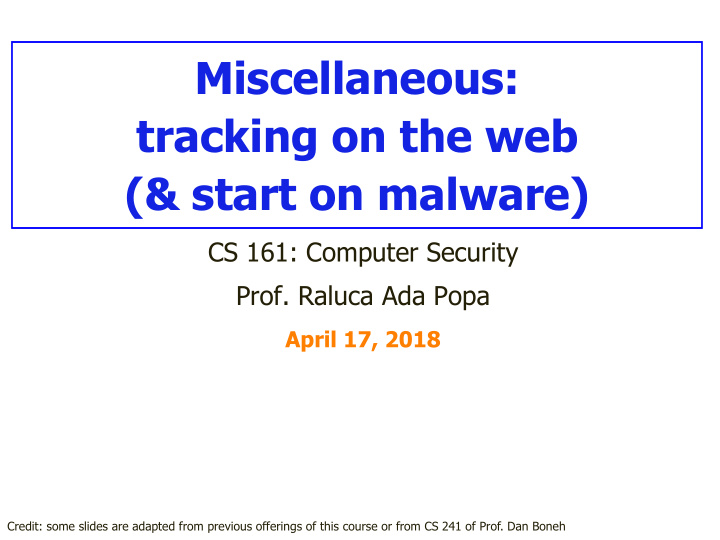 miscellaneous tracking on the web start on malware