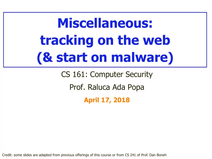 miscellaneous tracking on the web start on malware