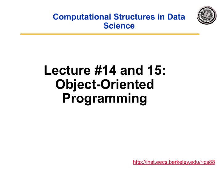 lecture 14 and 15 object oriented programming