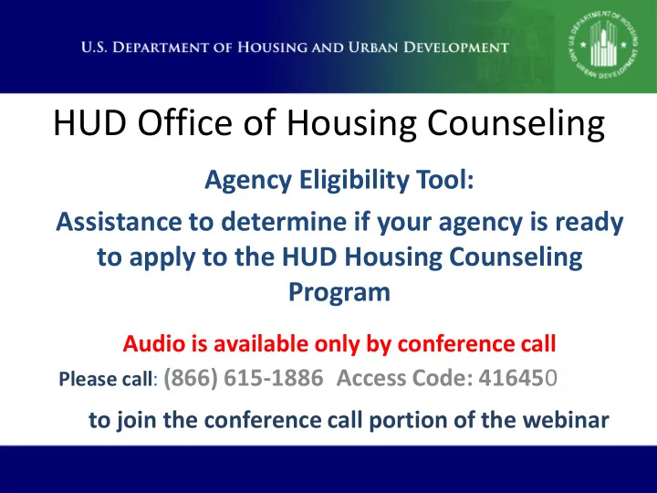 hud office of housing counseling