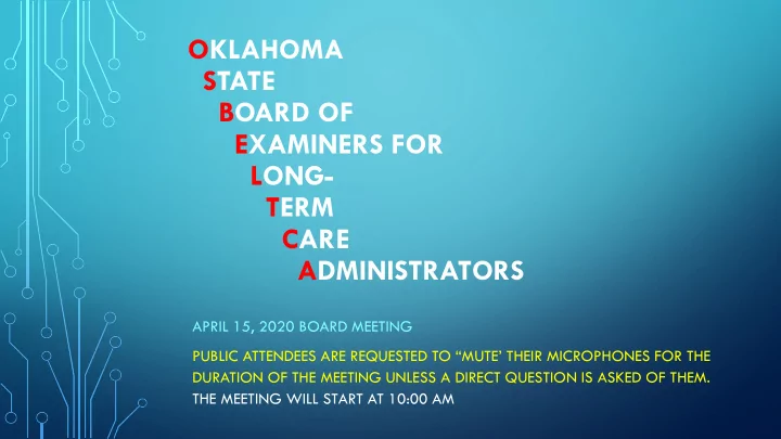 oklahoma state board of examiners for long term care