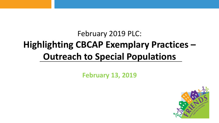 highlighting cbcap exemplary practices