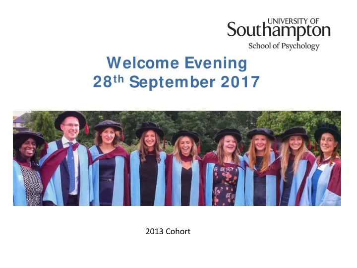 welcome evening 28 th september 2017