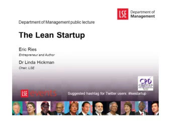 The Lean Startup  Eric Ries  Entrepreneur and Author  Dr Linda Hickman  Chair, LSE  Suggested