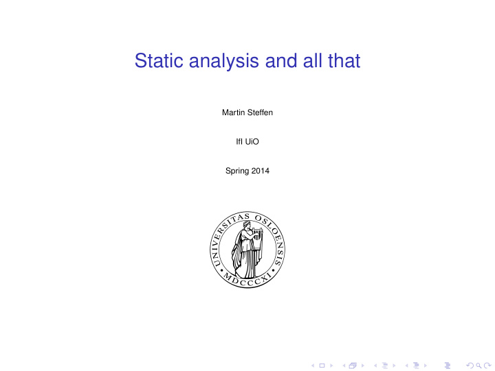 static analysis and all that