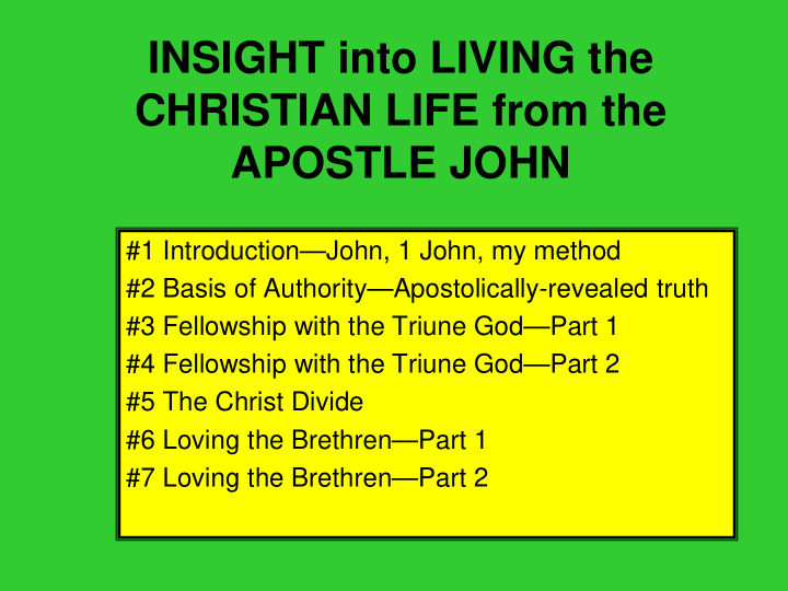 insight into living the christian life from the apostle