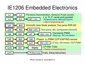 IE1206 Embedded Electronics  PIC-block Documentation, Seriecom Pulse sensors  Le1  Le2 I , U , R ,