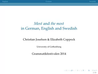 Most and the most  in German, English and Swedish  Christian Josefson &amp; Elizabeth Coppock
