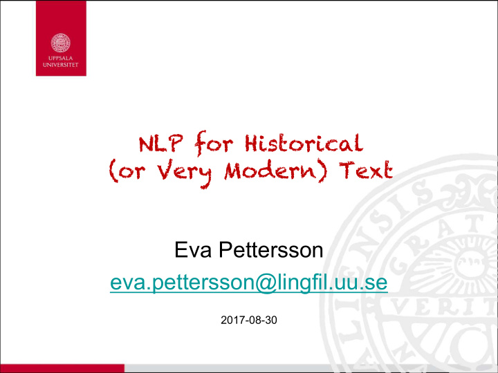 nlp for historical or very modern text eva pettersson eva