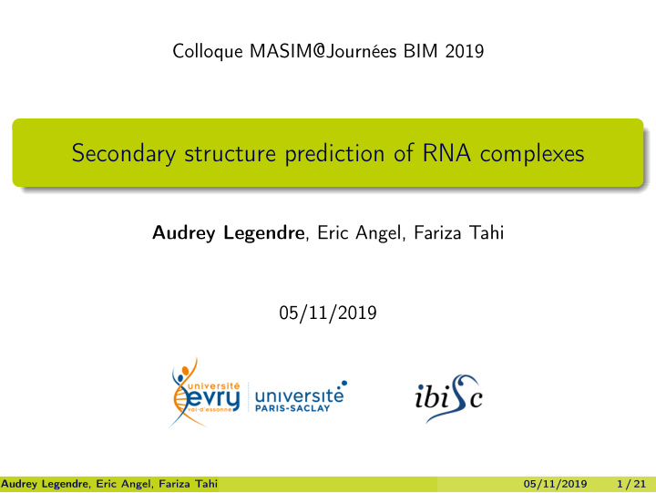 secondary structure prediction of rna complexes