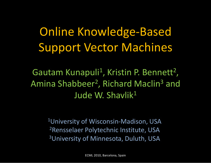 online knowledge based support vector machines