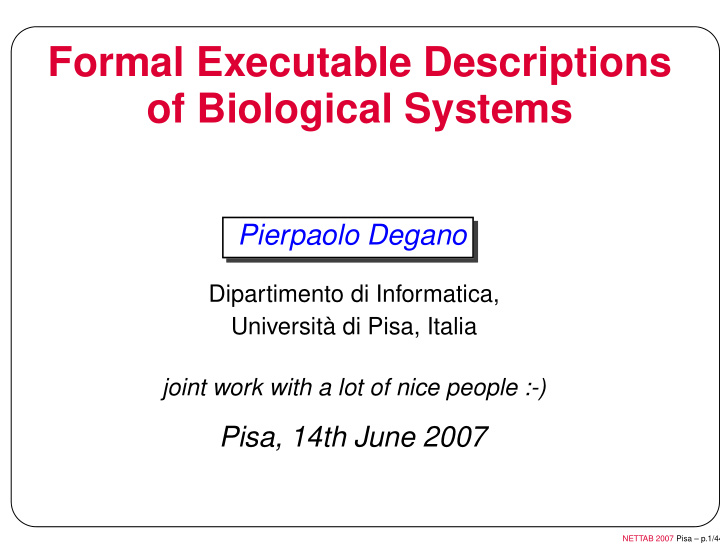 formal executable descriptions of biological systems