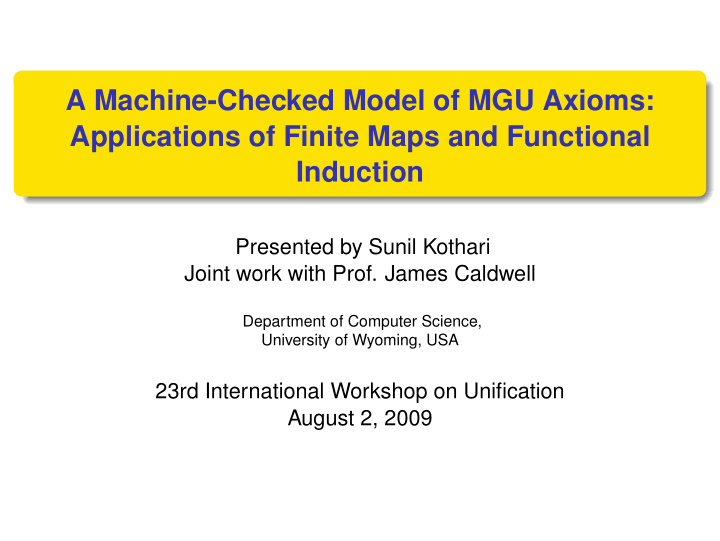 a machine checked model of mgu axioms applications of