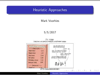 Heuristic Approaches  Mark Voorhies  5/5/2017  Mark Voorhies  Heuristic Approaches  PAM (Dayhoff)