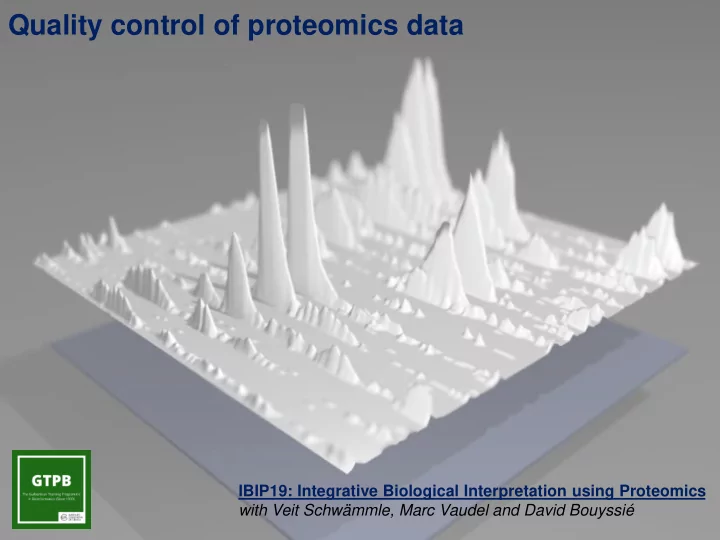 quality control of proteomics data