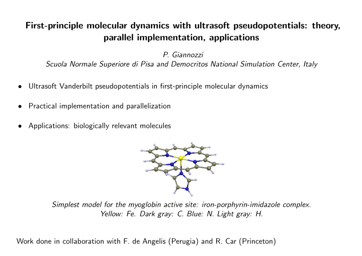 first principle molecular dynamics with ultrasoft