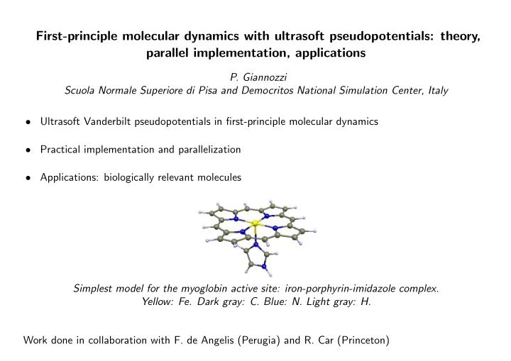 first principle molecular dynamics with ultrasoft