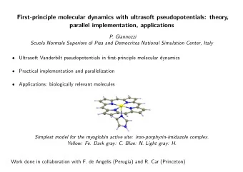 First-principle molecular dynamics with ultrasoft pseudopotentials: theory,  parallel