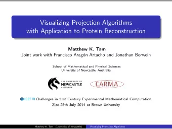 Visualizing Projection Algorithms  with Application to Protein Reconstruction  Matthew K. Tam