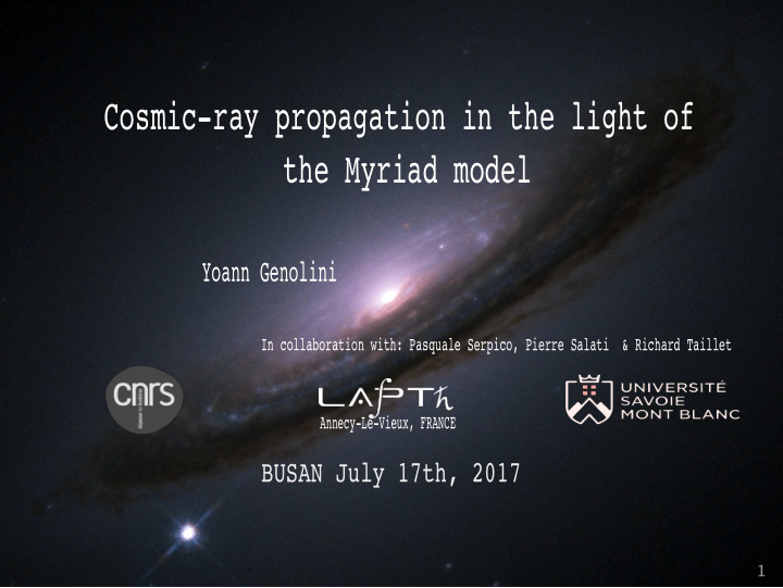 cosmic ray propagation in the light of the myriad model