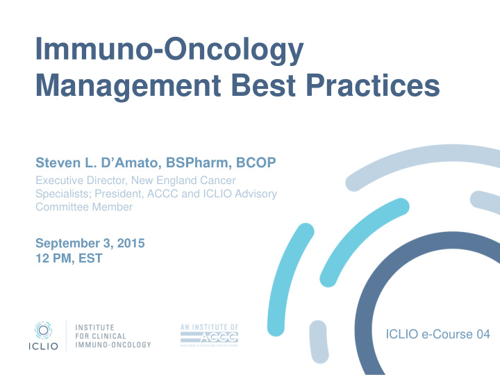 immuno oncology management best practices
