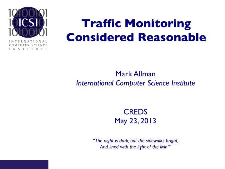 traffic monitoring considered reasonable