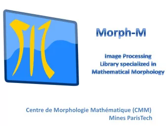 Centre de Morphologie Mathmatique (CMM)  Mines ParisTech  Overview  - Founding Concept  -