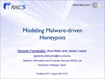 Modeling Malware-driven  Honeypots  Gerardo Fernndez, Ana Nieto and Javier Lopez