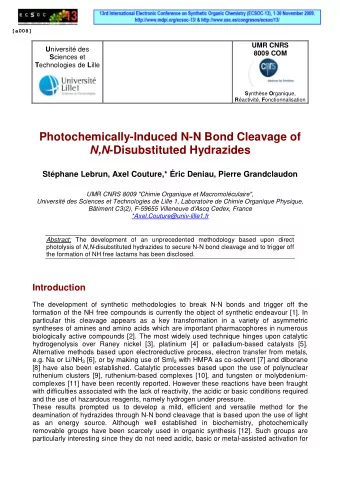 N,N -Disubstituted Hydrazides  Stphane Lebrun, Axel Couture,* ric Deniau, Pierre Grandclaudon