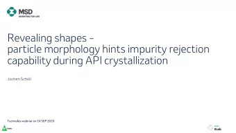 particle morphology hints impurity rejection  capability during API crystallization  Jochen Schll