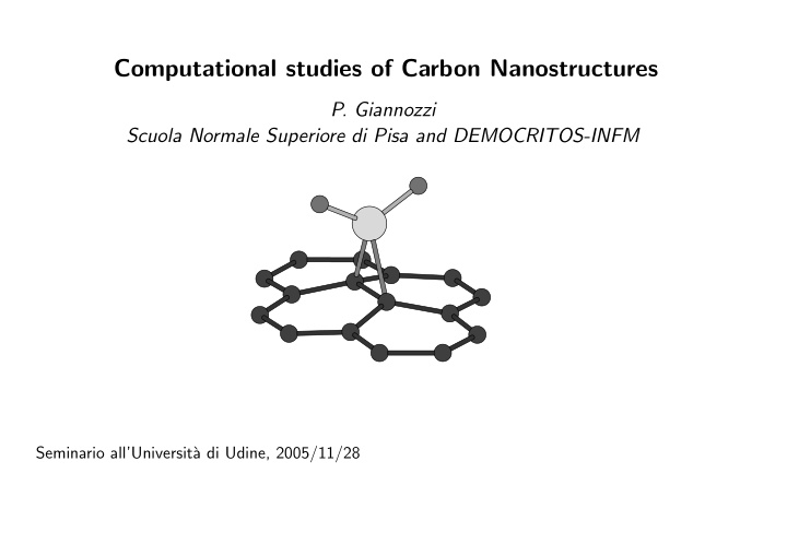 computational studies of carbon nanostructures