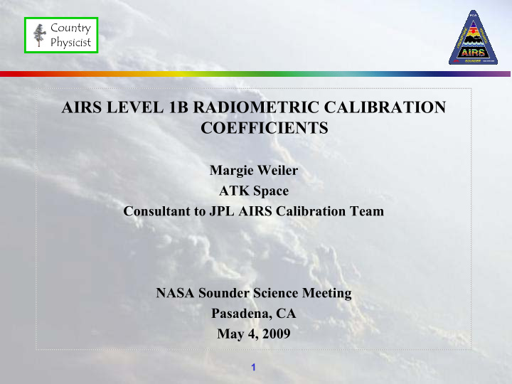 airs level 1b radiometric calibration coefficients